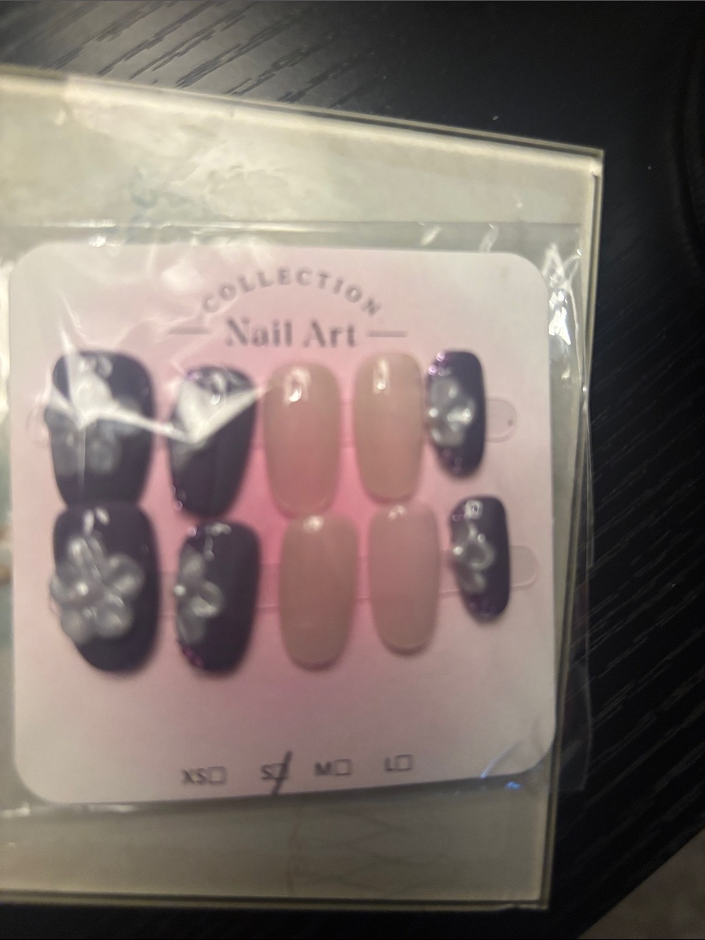 Purple and Nude Floral Press-On Nail Set